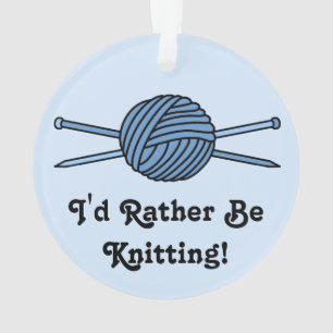 Blauwe bal van de Garens en de Knitting Naalden (V Ornament