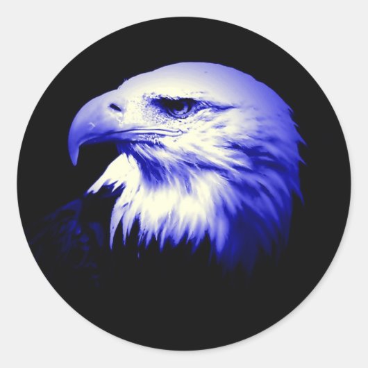 Blauwe Bald Eagle Ronde Sticker (Voorkant)