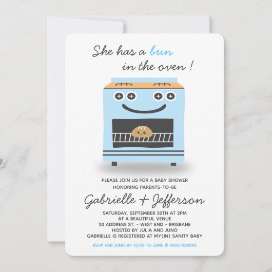 Blauwe balk in het Oven-Baby shower Kaart (Voorkant)