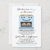 Blauwe balk in het Oven Twins Baby shower Kaart (Voorkant)