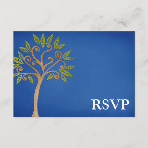 Blauwe balk Mitzvah RSVP - boom van het leven Kaartje