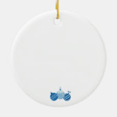 Blauwe ballerina en kerstkrans keramisch ornament (Achterkant)