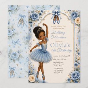 Blauwe Ballerina Verjaardagsfeestje Kaart