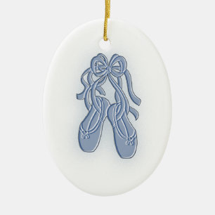 Blauwe balletspippers keramisch ornament