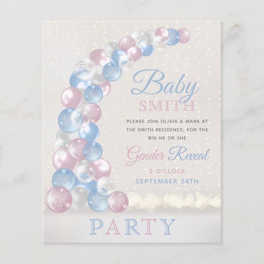 Blauwe Ballon Arch Baby Gender Live Uitnodiging (Voorkant)