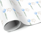 Blauwe ballon baby jongen douche uitnodiging Oh jo Cadeaupapier (Rol Hoek)