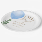 Blauwe ballon baby jongen douche uitnodiging Oh jo Papieren Bordje