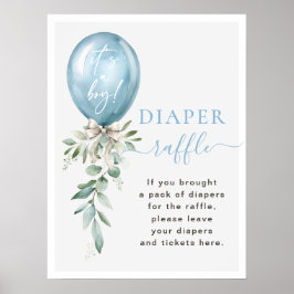 Blauwe ballon Baby shower Diaper Raffle Poster