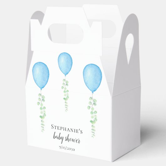 Blauwe ballon Baby shower groen Bedankdoosjes (Geopend)