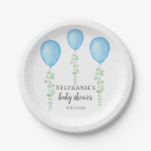 Blauwe ballon Baby shower groen Papieren Bordje (Voorkant)