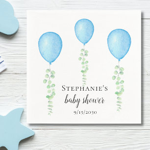 Blauwe ballon Baby shower groen Servet