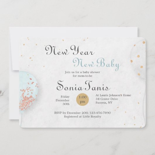 Blauwe ballon Baby shower Kaart (Voorkant)