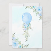 Blauwe ballon Baby shower Kaart (Achterkant)