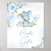 Blauwe Ballon Bloemenolifant boeken en geschenken Poster (Voorkant)