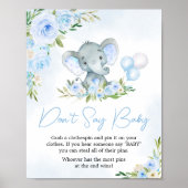 Blauwe ballon bloemenolifant zeg geen Baby Poster (Voorkant)
