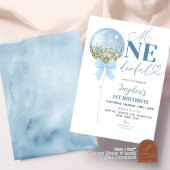 Blauwe ballon eerste verjaardag kaart