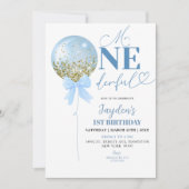 Blauwe ballon eerste verjaardag kaart (Voorkant)