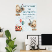 Blauwe Ballon Egel Feestviering Poster (Thuiskantoor)