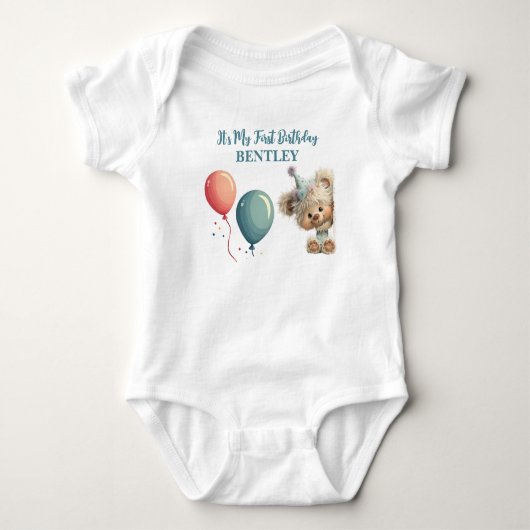 Blauwe Ballon Egel Feestviering Romper (Voorkant)