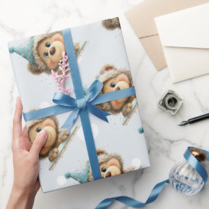 Blauwe Ballon Egels Viering Cadeaupapier