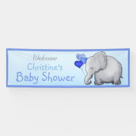 Blauwe ballon Elephant Boy Baby shower Spandoek