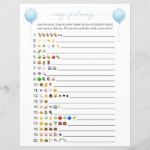 Blauwe Ballon Emoji Boeken Baby Douche Spel