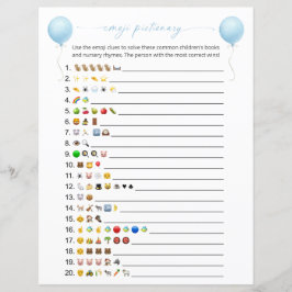 Blauwe Ballon Emoji Boeken Baby Douche Spel