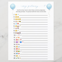 Blauwe ballon Emoji Pictionary Baby Douche Spel