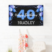 Blauwe ballon en glitter elke zondag spandoek (Insitu)