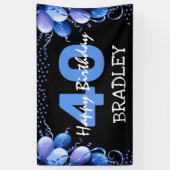 Blauwe ballon en glitter elke zondag spandoek (Verticaal)