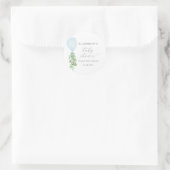 Blauwe ballon Eucalyptus babyshower Ronde Sticker (Tas)