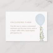 Blauwe ballon Eucalyptus Boy Baby shower Enclosure Informatiekaartje (Voorkant)