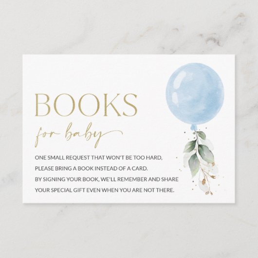 Blauwe ballon, Eucalyptus, Greenery, Boeken voor B Informatiekaartje (Voorkant)