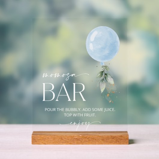 Blauwe ballon, Eucalyptus, Greenery, Momosa Bar Acryl Bord (Neutraal)