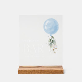 Blauwe ballon, Eucalyptus, Greenery, Momosa Bar Acryl Bord