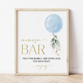 Blauwe ballon, Eucalyptus, Greenery, Momosa Bar Poster