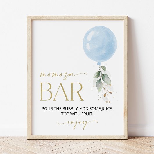 Blauwe ballon, Eucalyptus, Greenery, Momosa Bar Poster