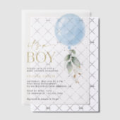 Blauwe ballon, Eucalyptus, Griekenland, Baby showe Vellum Uitnodigingen (Offset (Uitnodiging))