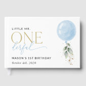 Blauwe ballon, eucalyptus, groen, eerste verjaarda gastenboek (Voorkant)