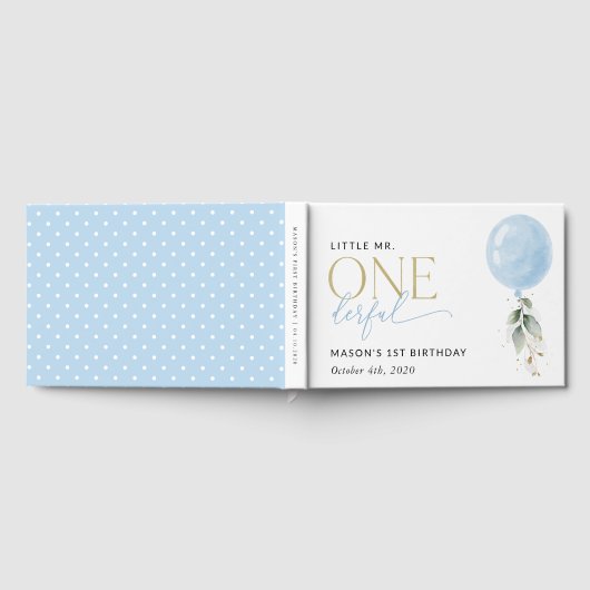 Blauwe ballon, eucalyptus, groen, eerste verjaarda gastenboek (Volledig)