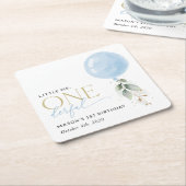 Blauwe ballon, eucalyptus, groen, eerste verjaarda kartonnen onderzetters (Schuin)