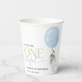 Blauwe ballon, eucalyptus, groen, eerste verjaarda papieren bekers (Achterkant)