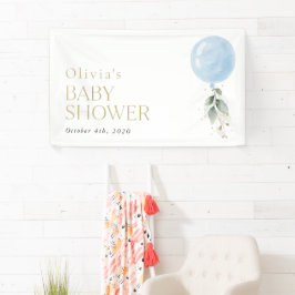 Blauwe ballon, Eucalyptus, welkom Baby shower Spandoek