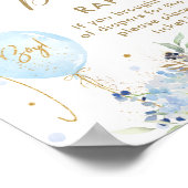 Blauwe ballon Floral Boy Baby shower Diaper Raffle Poster (Hoek)