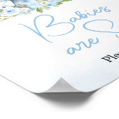 Blauwe ballon Floral Elephant Baby's zijn zoet Poster (Hoek)