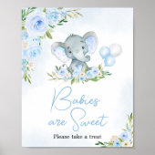 Blauwe ballon Floral Elephant Baby's zijn zoet Poster (Voorkant)