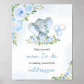 Blauwe ballon Floral Elephant Envelope Station Poster (Voorkant)