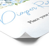 Blauwe ballon Floral Olifant Luier Raffle Poster (Hoek)