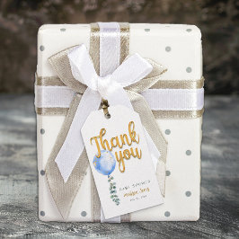  Blauwe Ballon Gouden Schrift Baby Shower Bedankt  Cadeaulabel