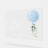 Blauwe ballon, groen, eerste verjaardag Welkom Acryl Bord (Hoek)